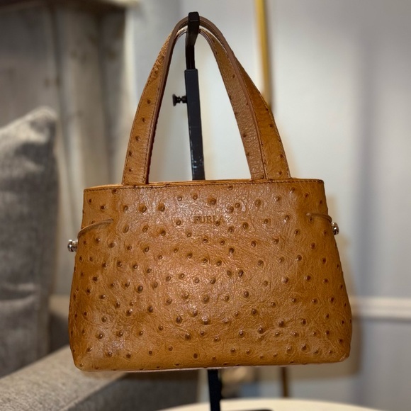 Furla Vintage Ostrich Embossed Leather Two Way Bag (EUC) and Dustbag - Picture 2 of 16